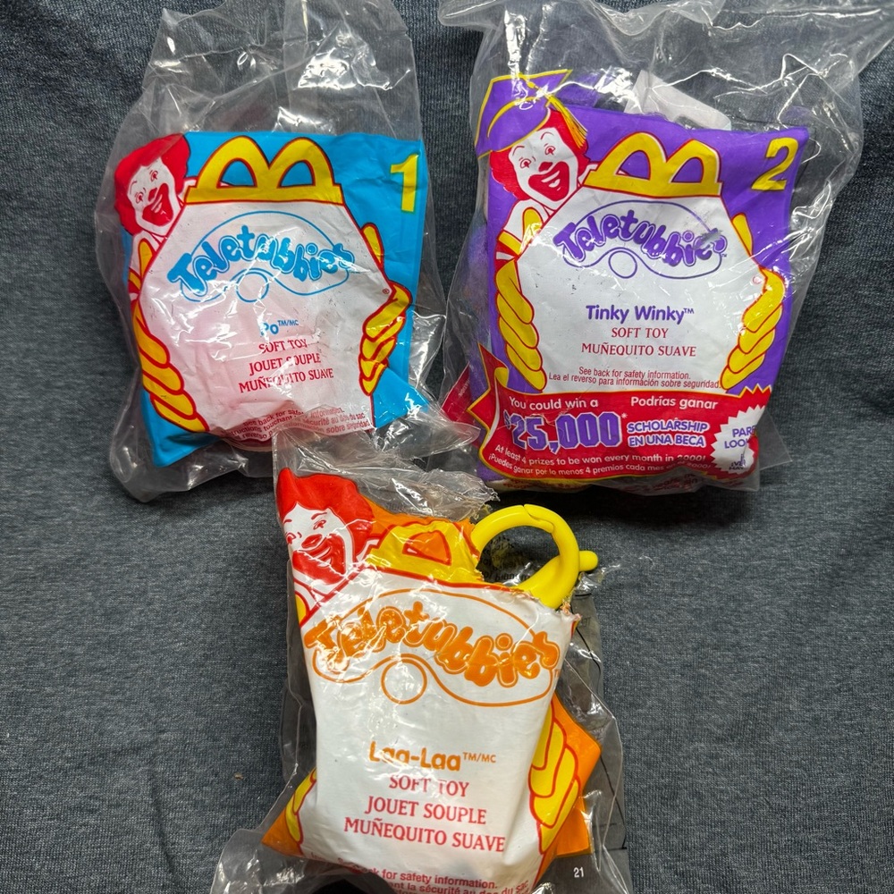 McDonalds Teletubbies 2000 Happy Meal Toy Bundle 2 Sealed 1 Open